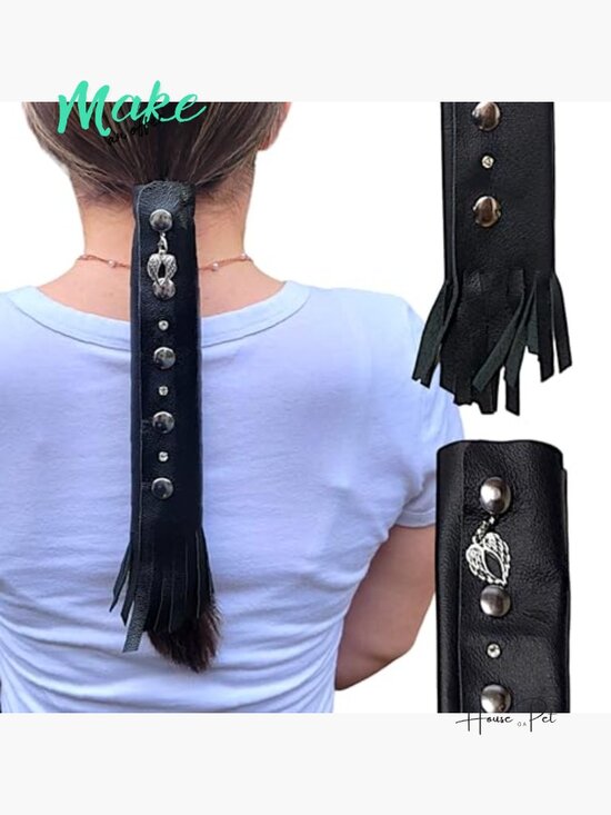 Leather Hair Wrap Ponytail Protector for Biker Helmets with Fringe main image 4